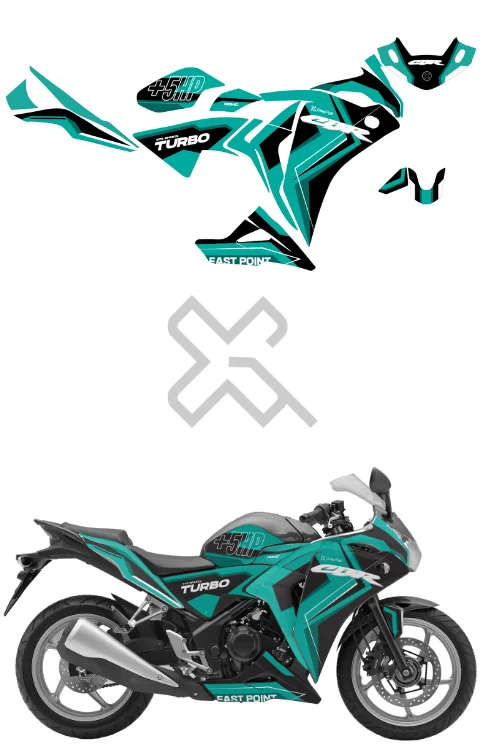 Turbo Edition Full Body Sticker Compatible with CBR 250R | Made In Premium Gloss Vinyl With FPF(Fade Protection Film), Water Proof, Precut Sticker, Pack Of 1 Compatible with Both Side